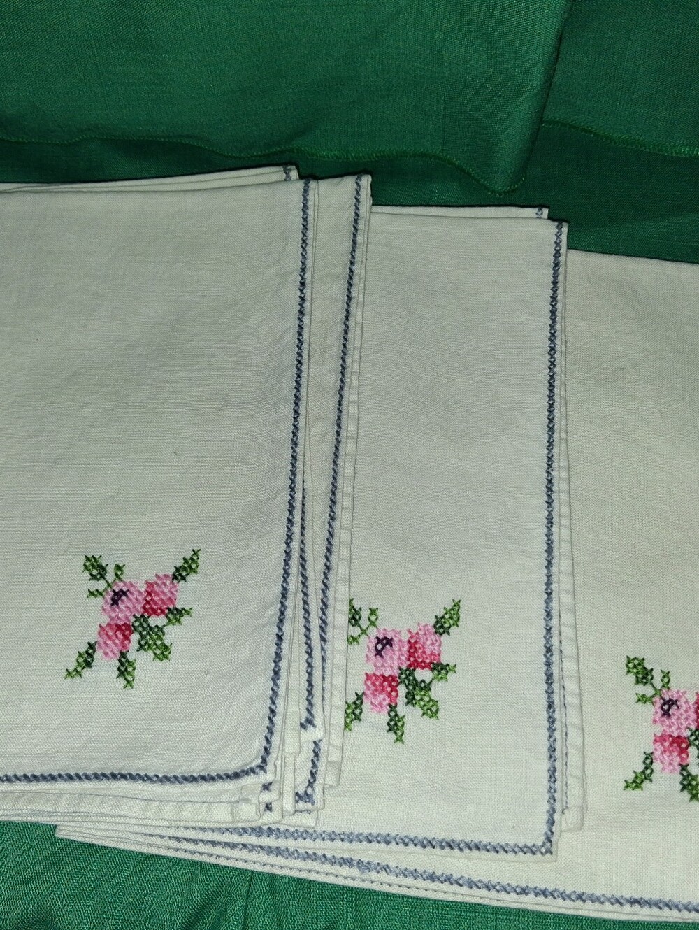 Vintage Cross Stitch Napkins. Set Of 6